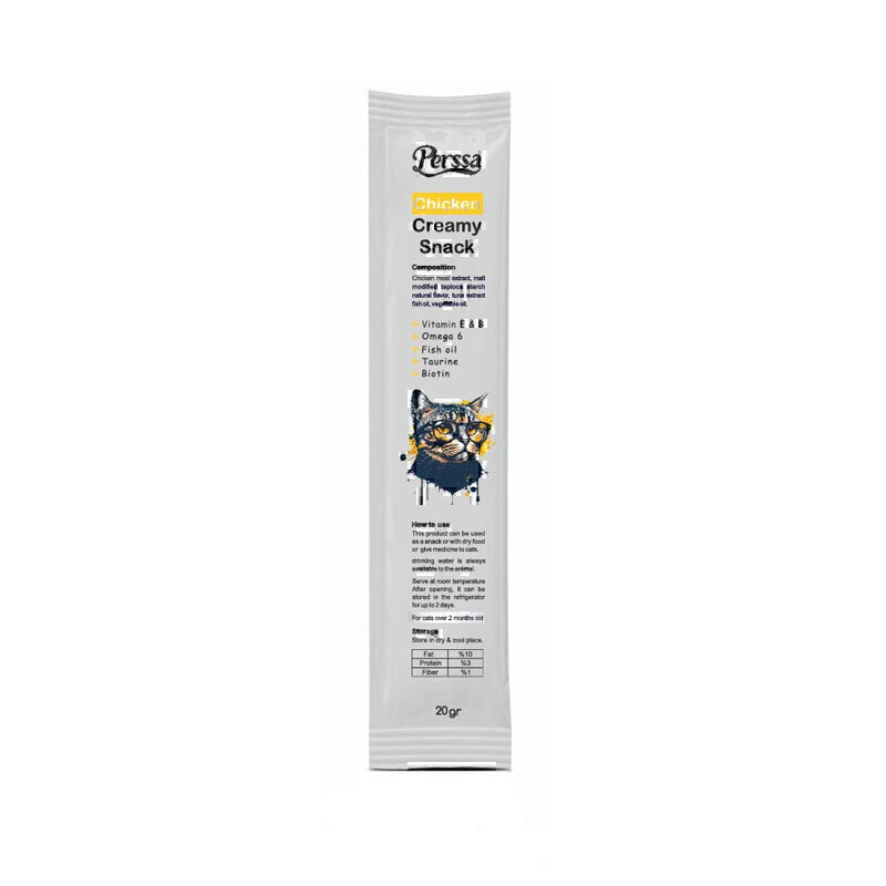 بستنی گربه با طعم مرغ پرسا Perssa Creamy Snack With Chicken وزن 20 گرم