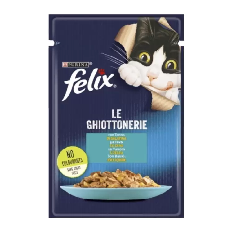 پوچ گربه فلیکس با طعم ماهی تن در ژله Felix Appetizing pieces Tuna in Jelly وزن 85 گرم