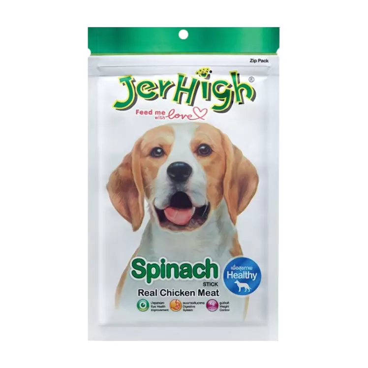 تشویقی سگ با طعم مرغ با اسفناج جرهای Jerhigh Chicken Sticks Spinach وزن 60 گرم