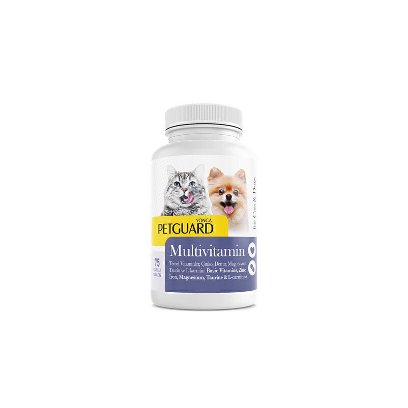 قرص مولتی ویتامین سگ و گربه پت گارد Petguard Cat & Dog Multivitamins Tablets بسته 75 عددی