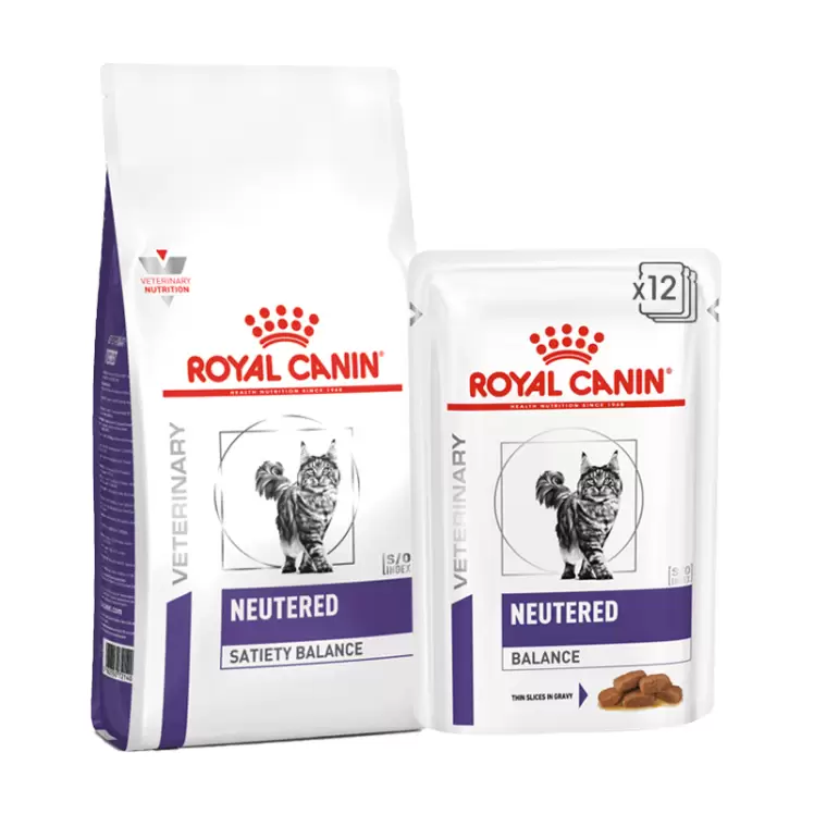بسته غذای خشک و تر گربه رویال کنین Royal Canin Neutered Balance وزن 1.5 کیلوگرم و 85 گرم