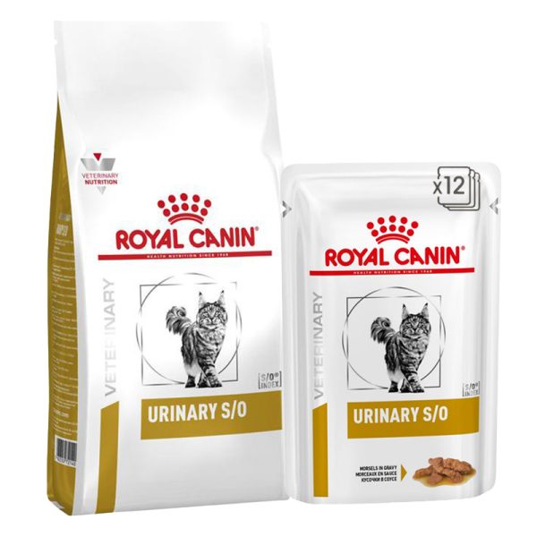 بسته غذای خشک و تر گربه رویال کنین Royal Canin Urinary S/O وزن 1.5 کیلوگرم و 85 گرم