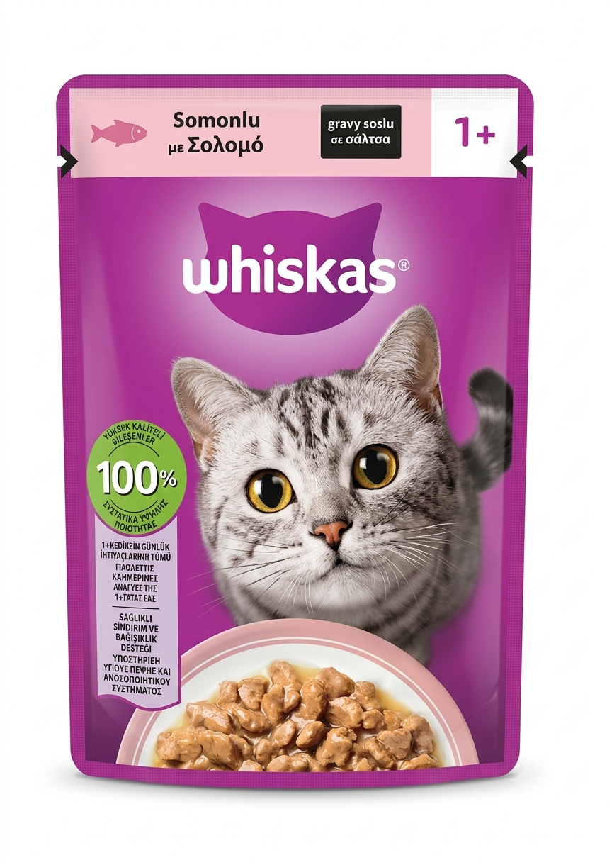 پوچ گربه ویسکاس با طعم ماهی سالمون (Salmon) وزن 85 گرم