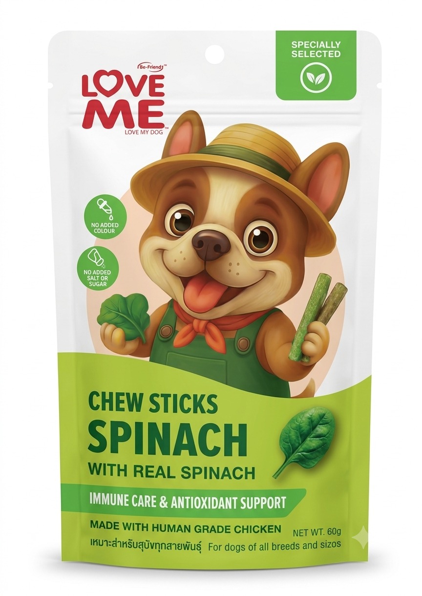 تشویقی سگ لاو می طعم اسفناج Love Me Spinach Dog Treat Sticks وزن 60 گرم