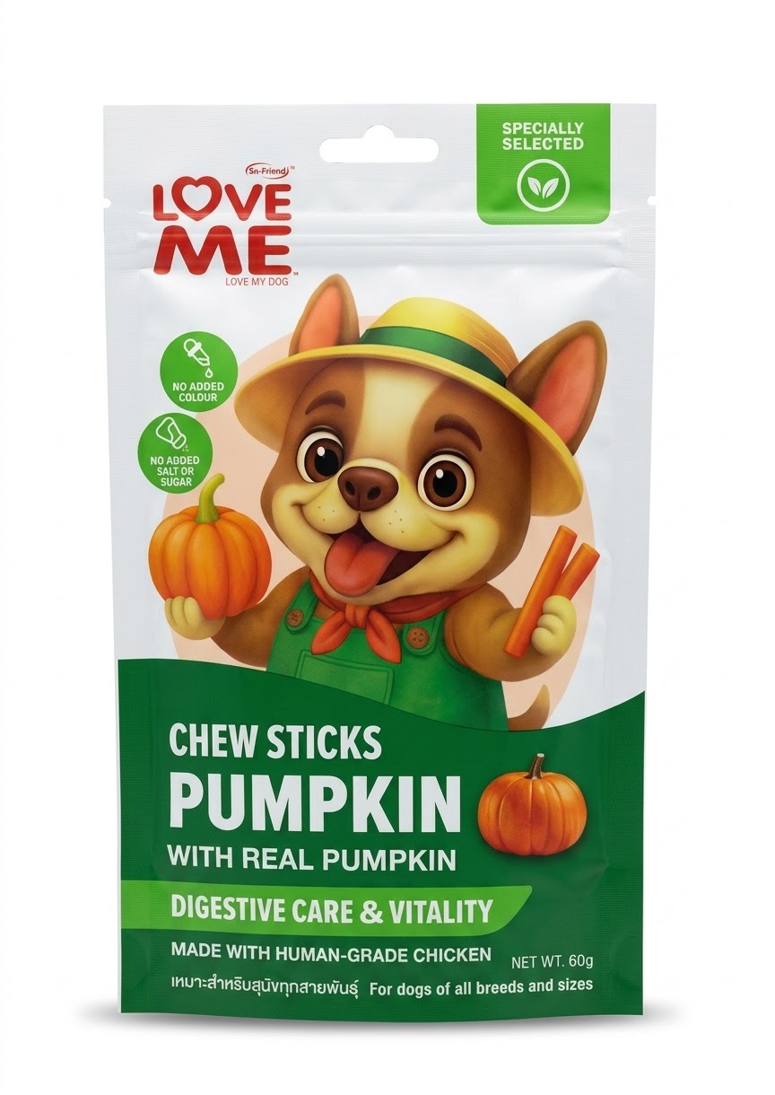 تشویقی سگ لاو می طعم کدو تنبل Love Me Pumpkin Dog Treat Sticks وزن 60 گرم