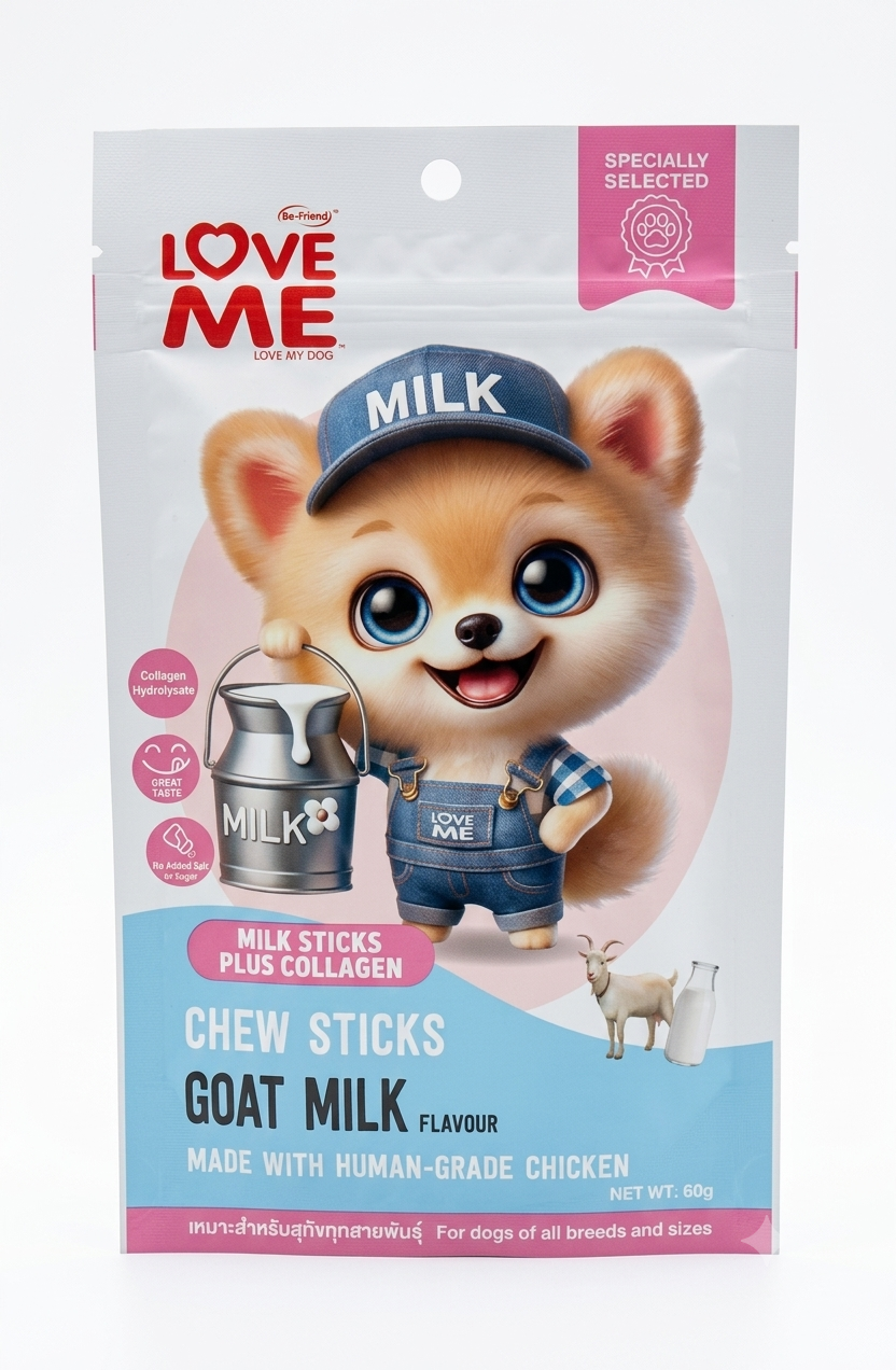 تشویقی سگ لاو می طعم شیر بز Love Me Goat Milk Dog Treat Sticks وزن 60 گرم