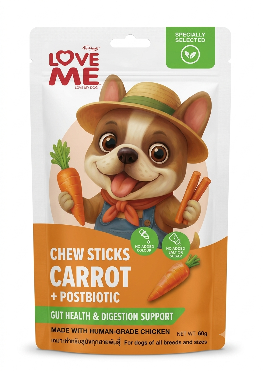تشویقی سگ لاو می طعم هویج Love Me Carrot Dog Treat Sticks وزن 60 گرم