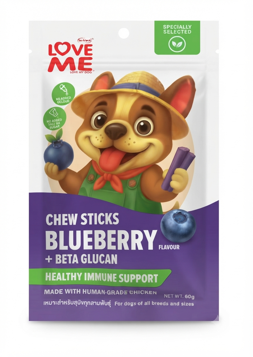 تشویقی سگ لاو می طعم بلوبری Love Me Blueberry Dog Treat Sticks وزن 60 گرم