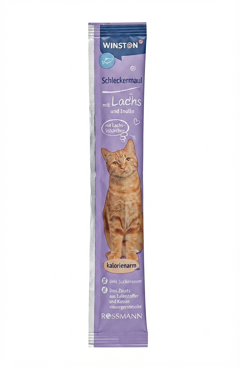 بستنی گربه وینستون با طعم سالمون و اینولین گربه Winston Cat Treat وزن 16 گرم