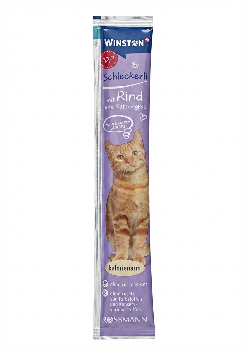 بستنی گربه وینستون با طعم گوشت گاو و علف گربه Winston Cat Treat وزن 16 گرم