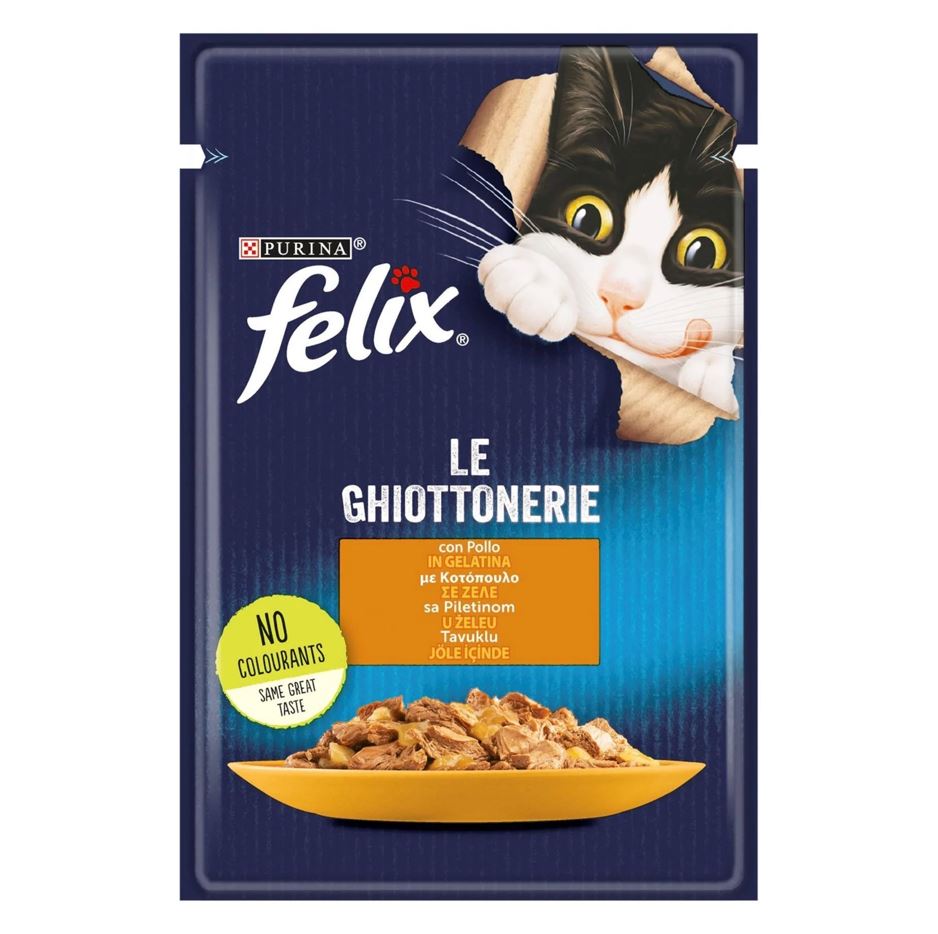 پوچ گربه فلیکس با طعم مرغ در ژله Felix chicken in Jelly وزن 85 گرم