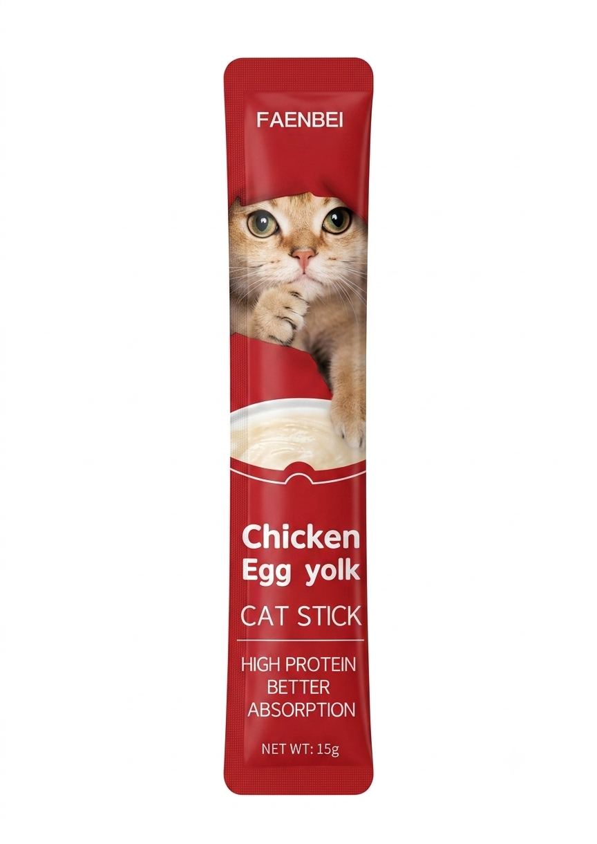 بستنی گربه فنبی با طعم مرغ و زرده تخم مرغ Faenbei Chicken And Egg Yolk Cat Treat وزن 15 گرم
