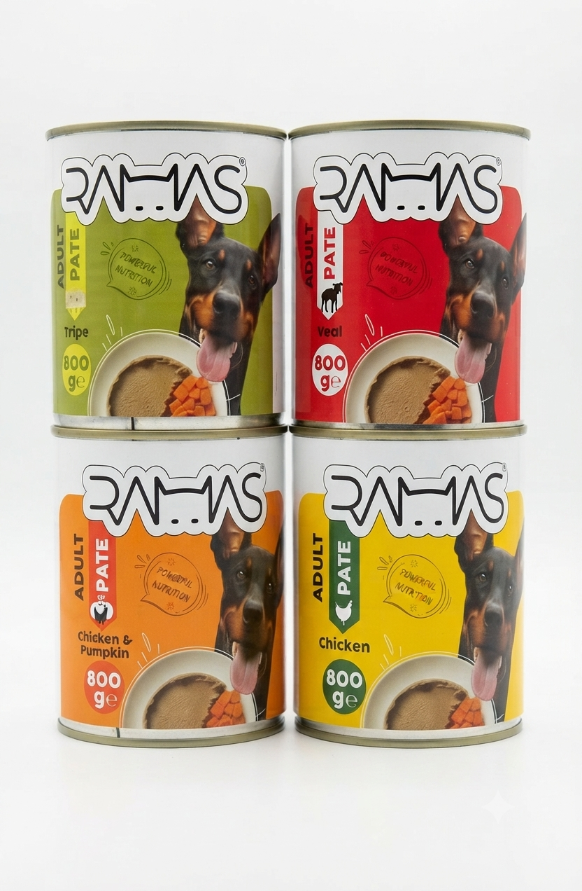 کنسرو سگ بالغ راماس Ramas وزن 800 گرم