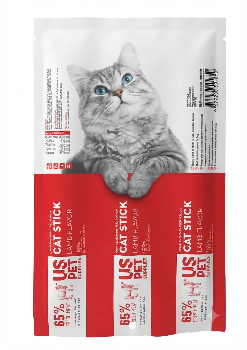 تشویقی استیکی (مدادی) گربه با طعم گوشت بره یو اس پت US Pet Cat Stick وزن 10 گرم