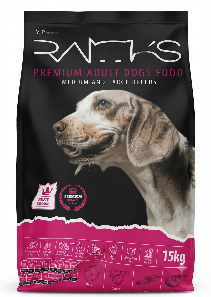 غذای خشک سگ بالغ نژاد متوسط و بزرگ راماس پرمیوم Ramas Medium & Large Adult Dog Food وزن 10 کیلوگرم