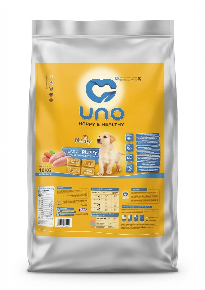 غذای خشک توله سگ نژاد بزرگ اونو Uno Large Puppy وزن 10 کیلوگرم