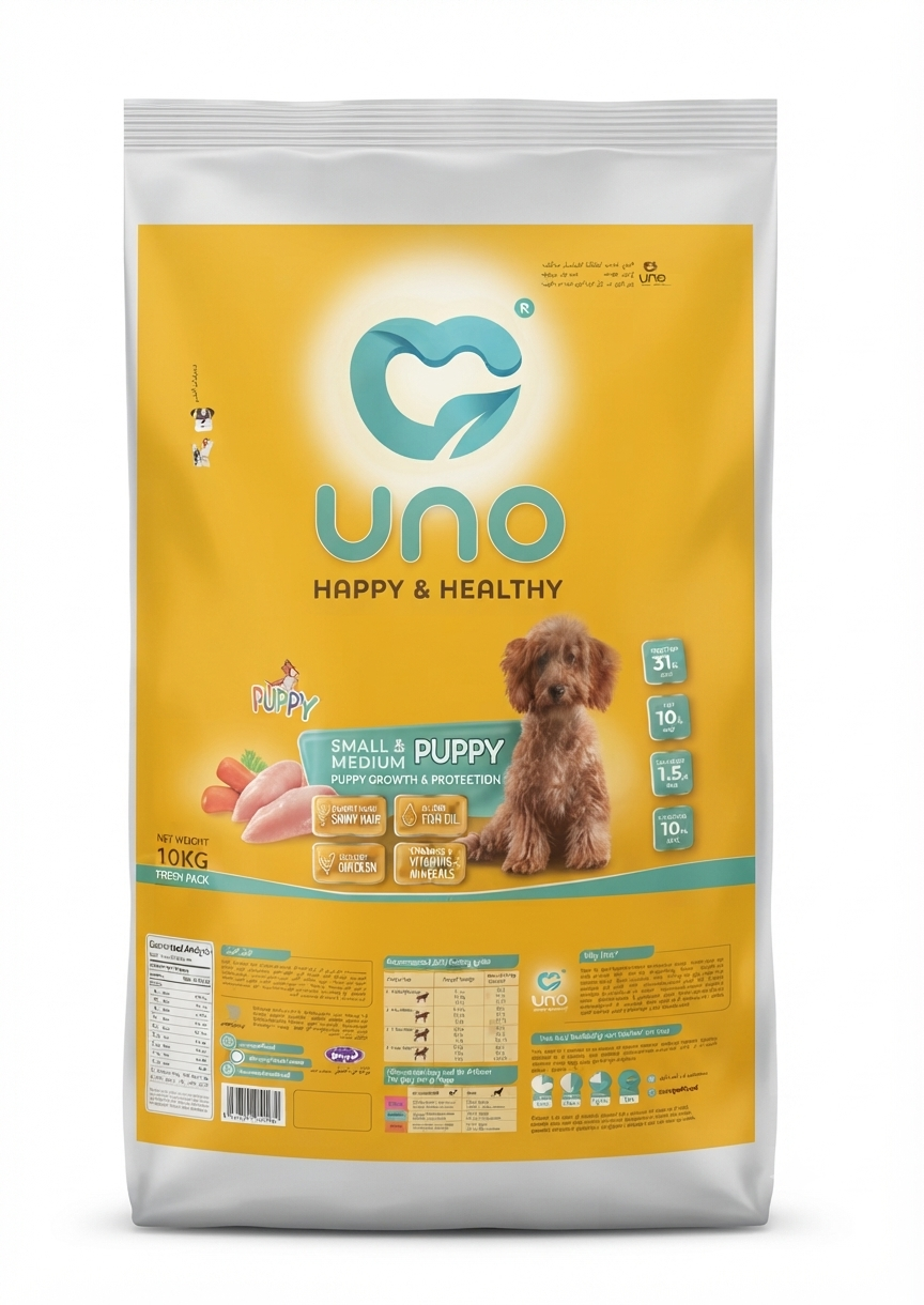 غذای خشک توله سگ نژاد کوچک و متوسط اونو Uno Small & Medium Puppy وزن 10 کیلوگرم