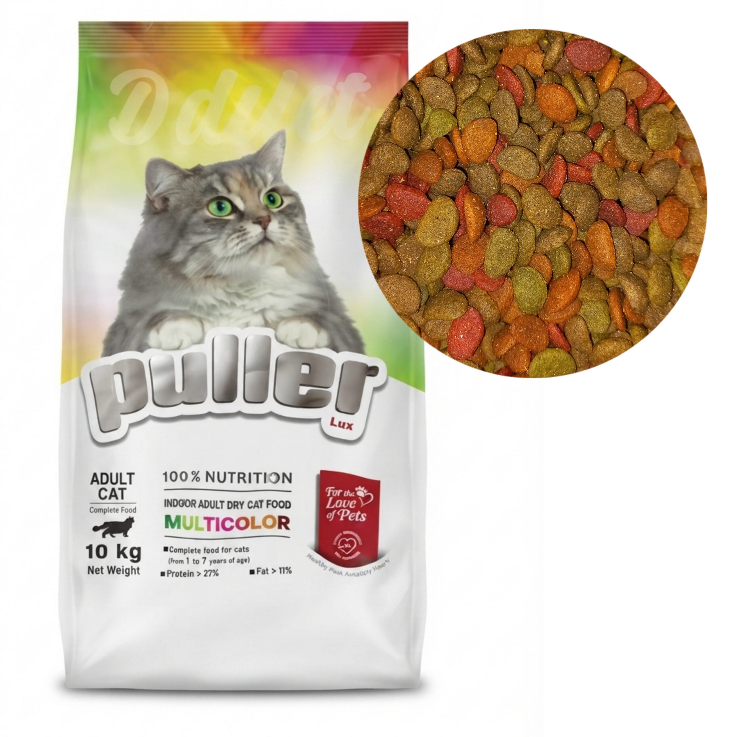 غذای خشک گربه بالغ پولر Puller Adult Cat وزن 1 کیلویی فله