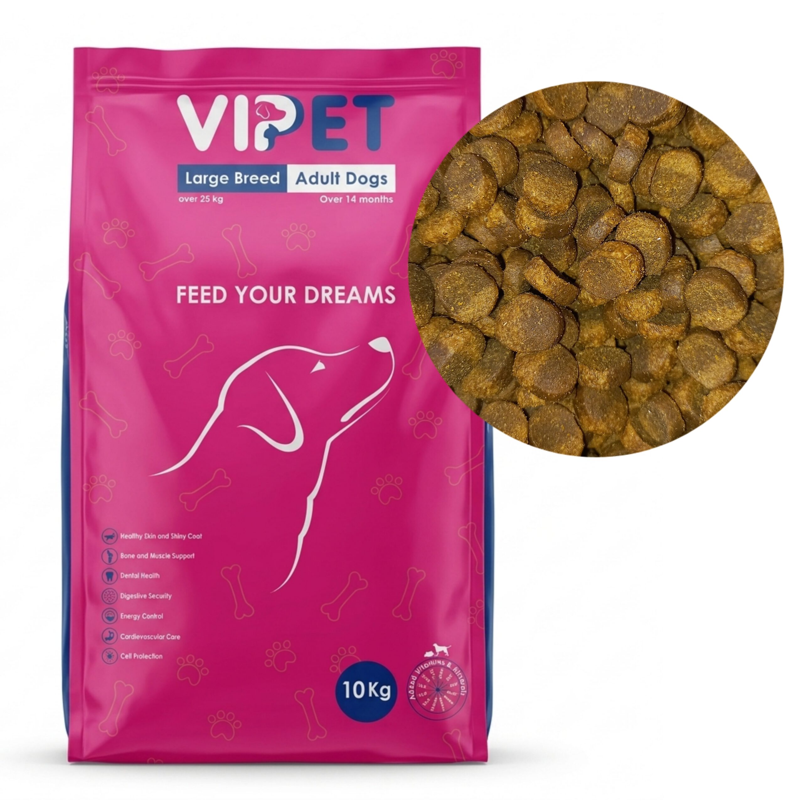 غذای خشک سگ نژاد بزرگ ویپت Vipet Large Breed Adult Dogs وزن 1 کیلویی فله