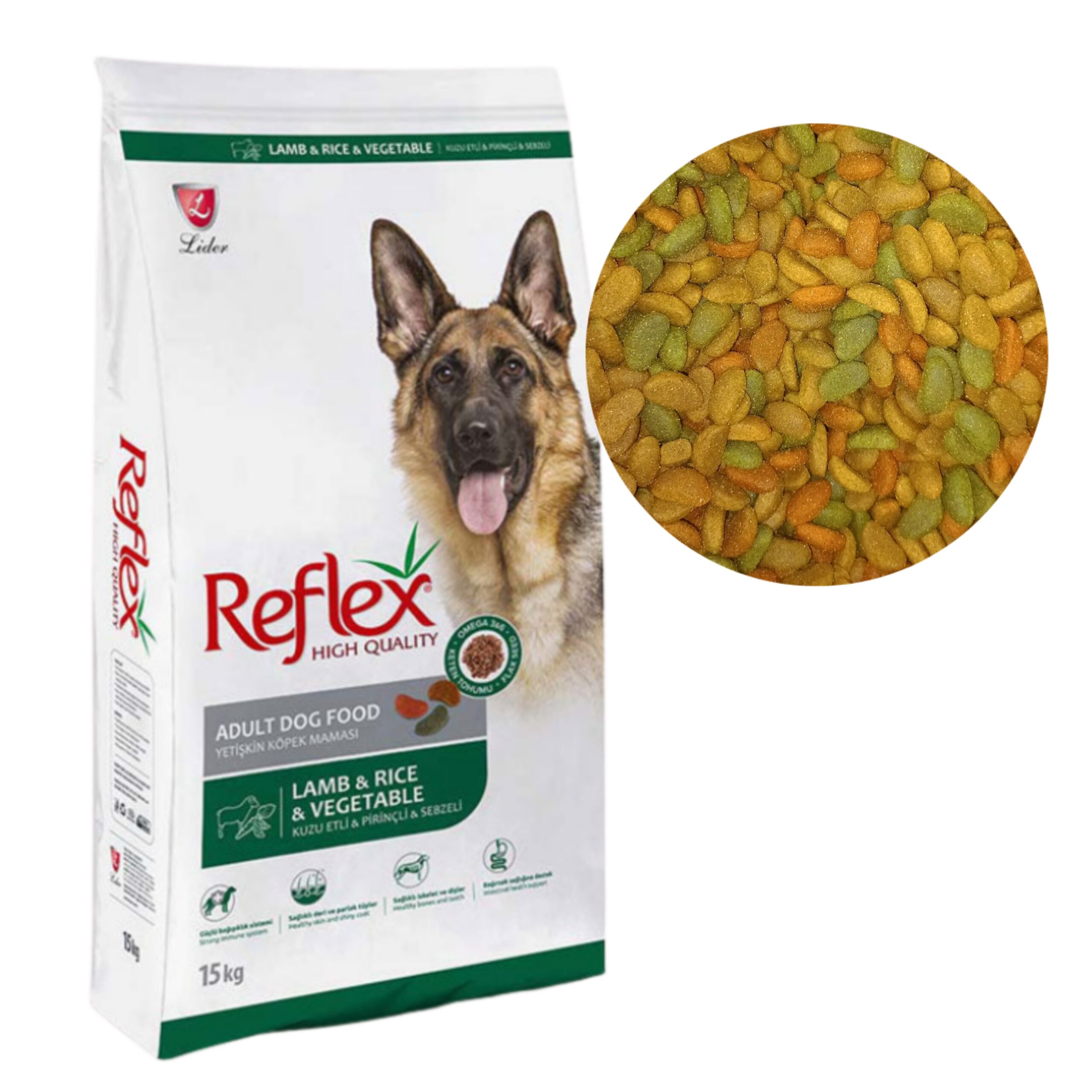 غذای خشک سگ بالغ با طعم بره و برنج و سبزیجات رفلکس Reflex Adult Dogs lamb & Rice With Vegetables وزن 1 کیلویی فله